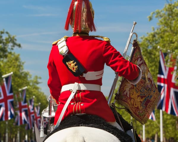 Mounted soldier of the Household Cavalry along The Mall, London
