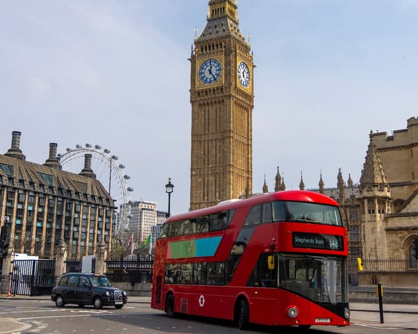 A stunning view of a classic red doubledecker bus
