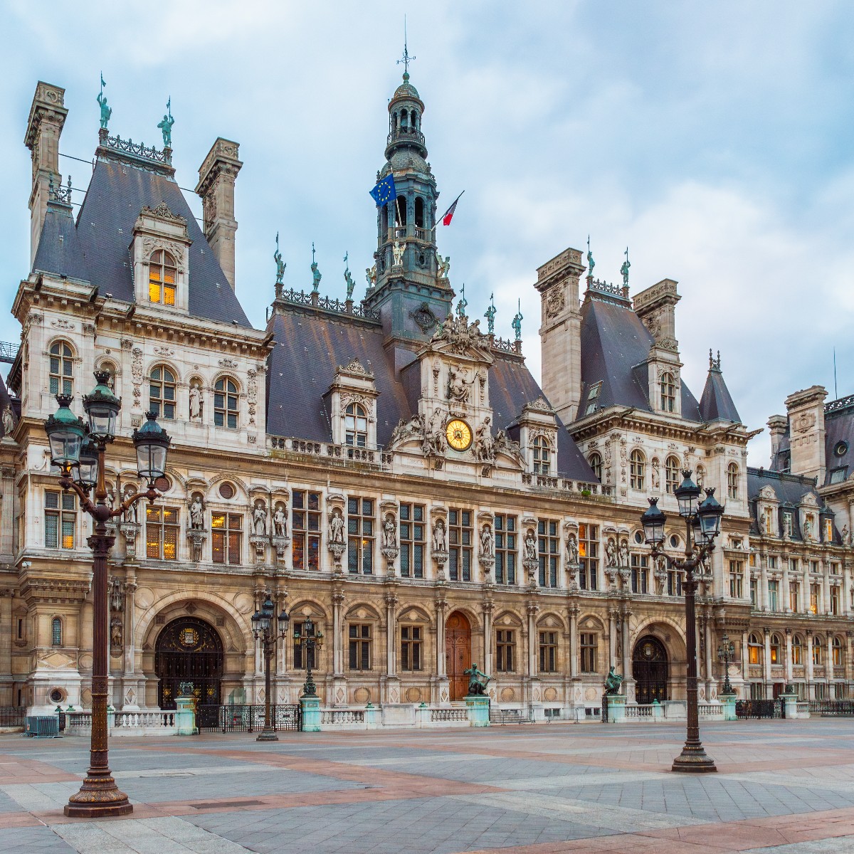 Paris City Hall building on Hotel de Ville square