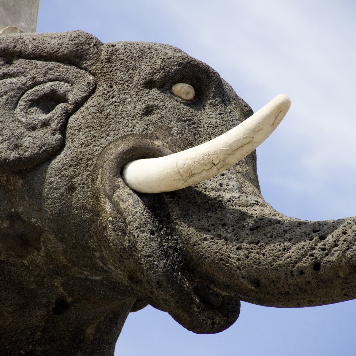 Close-up of the Liotru, Catania’s iconic lava-stone elephant statue in Piazza Duomo.