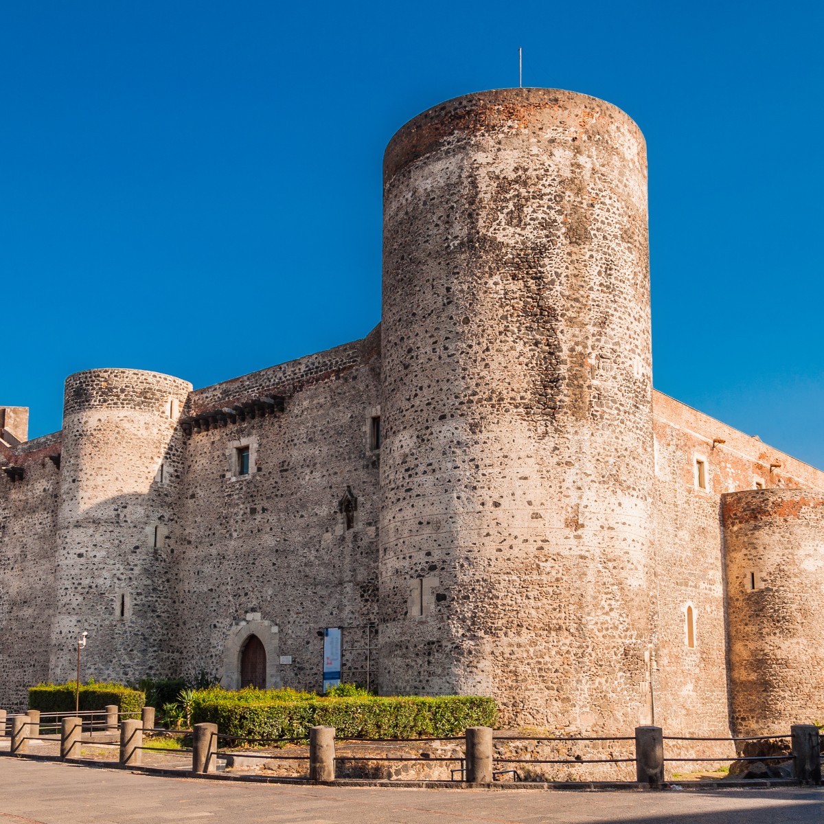 Castello Ursino, the medieval fortress of Catania built entirely with Etna’s lava stone.