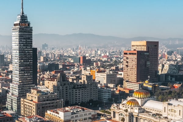 Cityscape of Mexico City the capital of Mexico. Aerial view