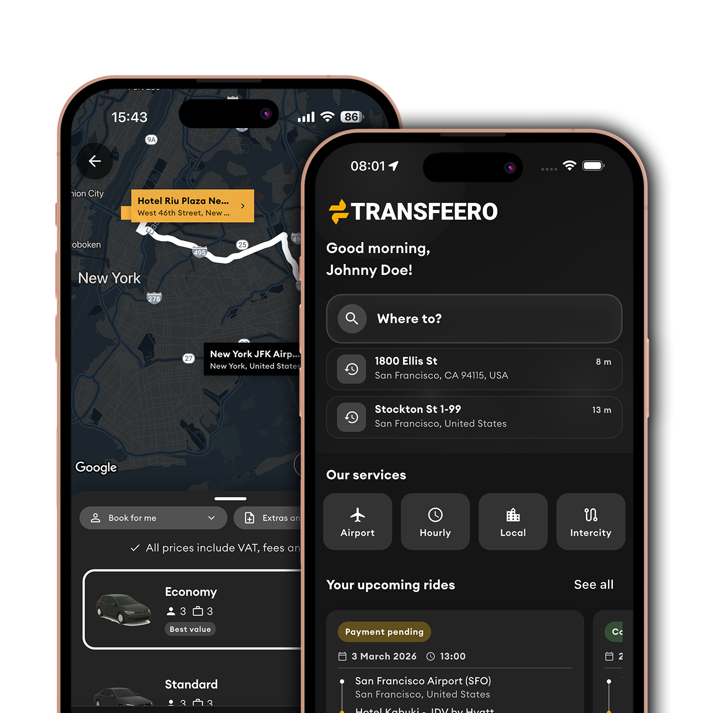 Transfeero-App-Oberfläche